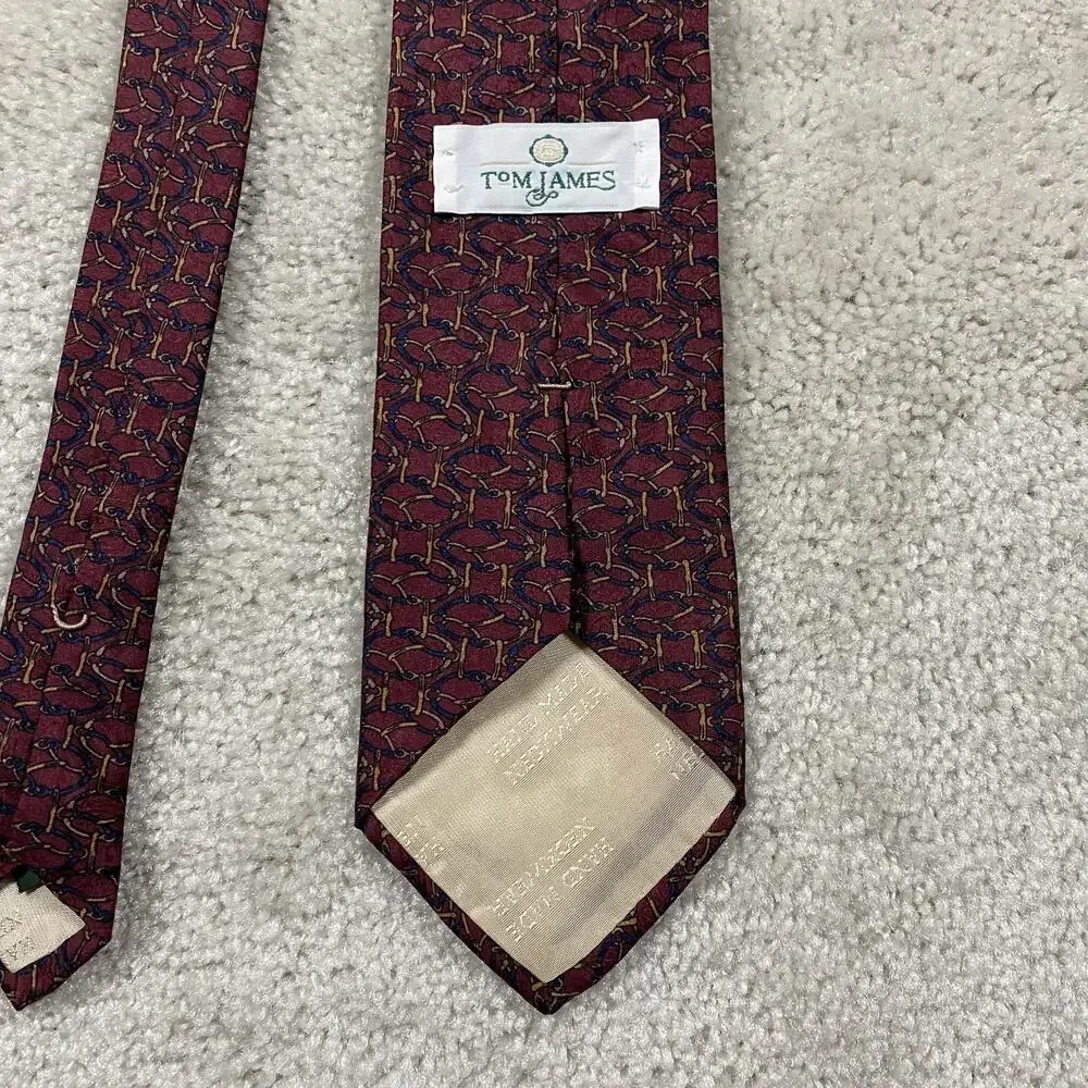 Tom James Tie Mens Silk USA Geometric Horse Bit Equestrian Pattern Menswear
